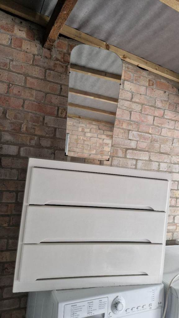 White Chest of Drawers with Mirror – Good Condition