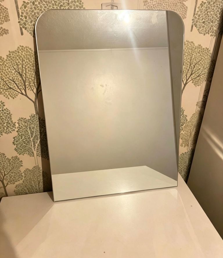 Silver Framed Mirror with Rounded Corners – Good Condition