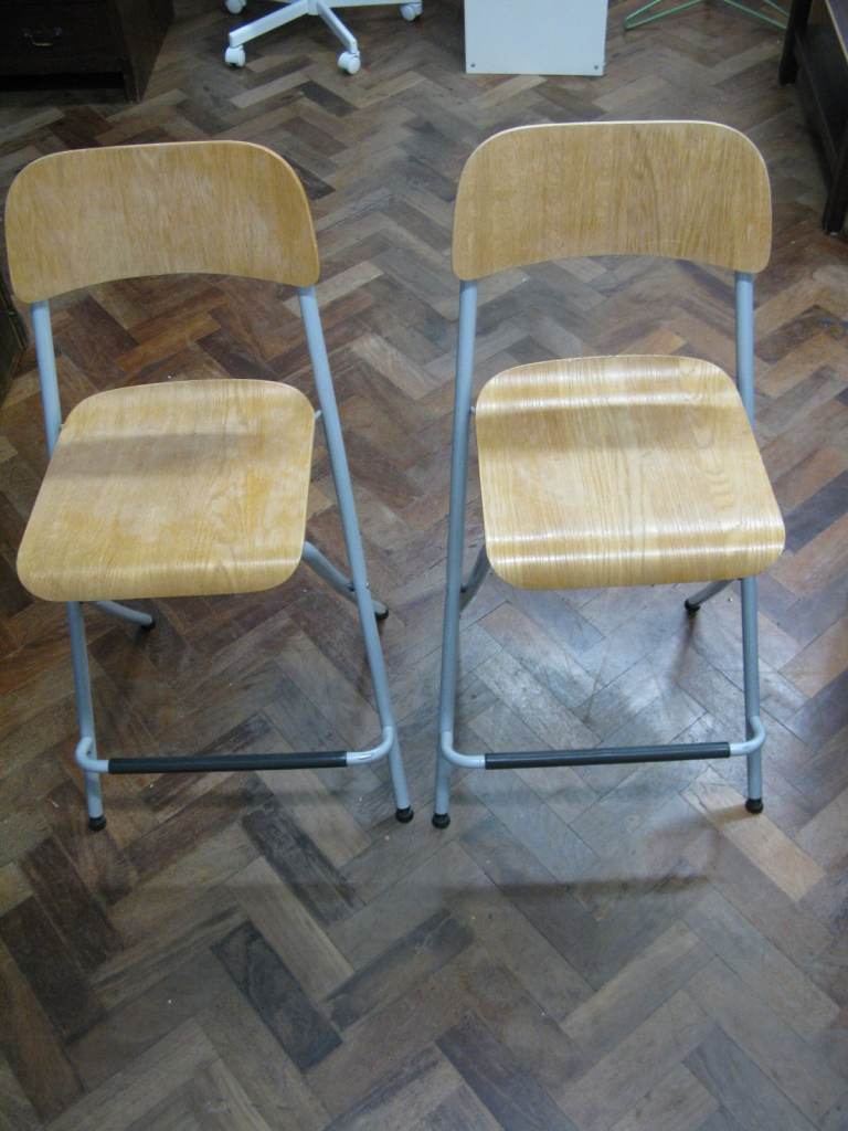 2 IKEA FRANKLIN Bar stools with backrest, foldable