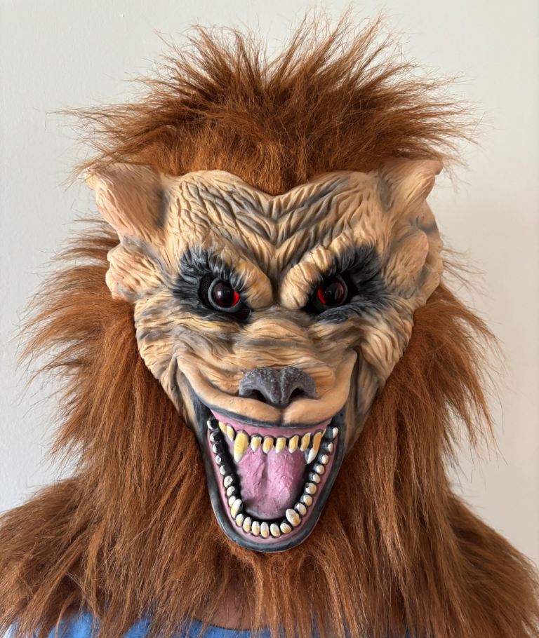 Pair of Werewolf Halloween Masks – Brown and Grey, Good Condition