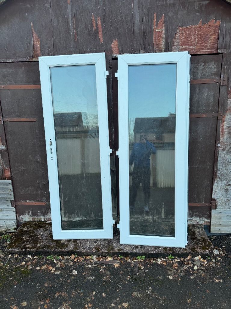 White upvc external French doors with frame 