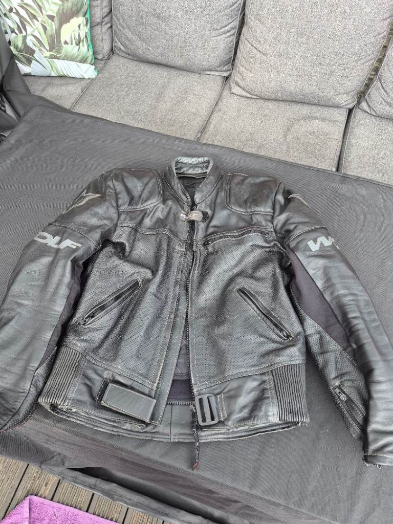 Wolf leather motorbike jacket