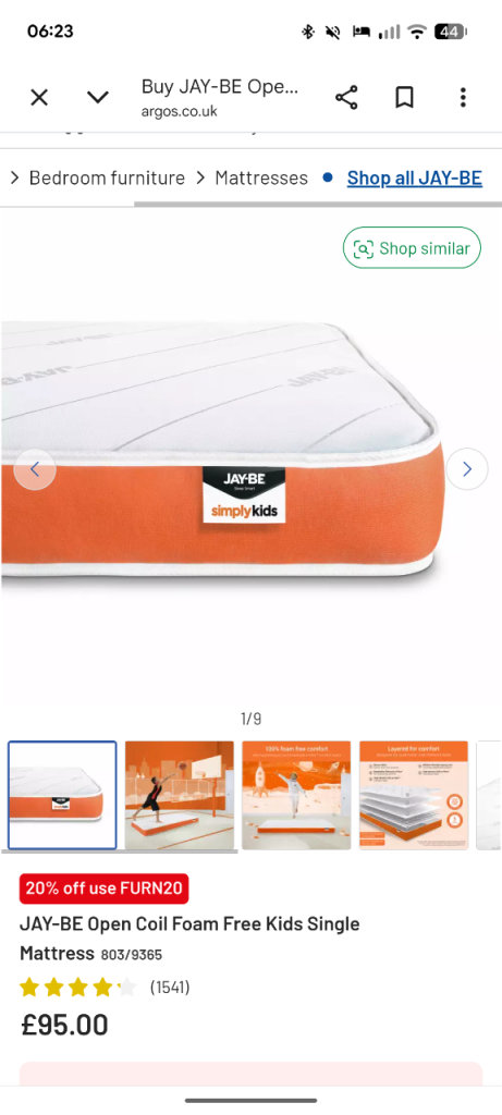 JAY-BE Open Coil Foam Free Kids Single Mattress