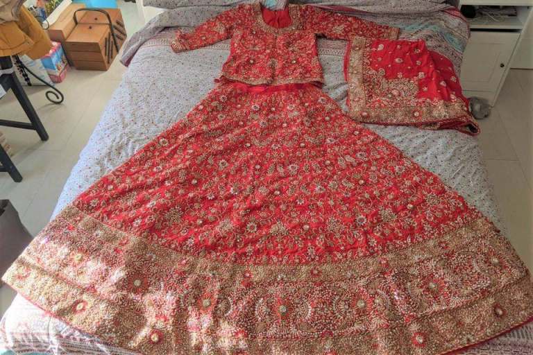 Quick sale wanted. Indian red lengha. Fully embroidered. Asian, red, choli. £210 ONO