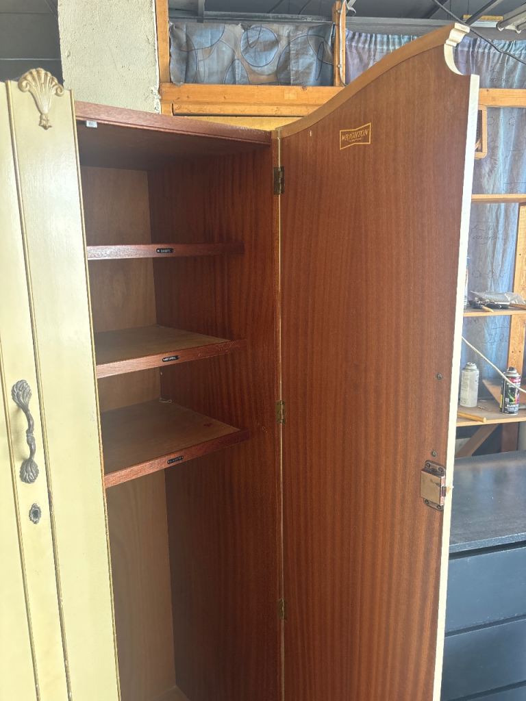 Vintage Wooden Wardrobe with Shelves – Good Condition