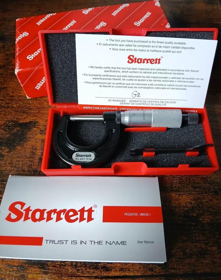 STARRETT MICROMETER. MODEL No. 436.1. RANGE ONE INCH. AS NEW. 