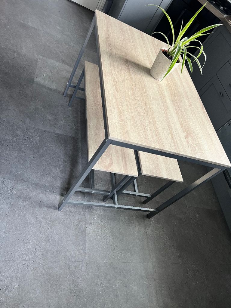Dining table with benches