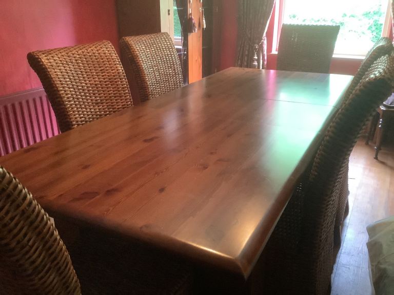 Dining Table and 6 Chairs Plus Display Cabinet with glass shelves and drawers in lower section