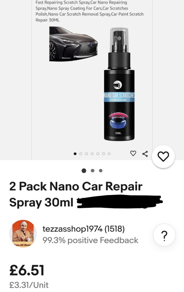 NANO CAR SCRATCH REPAIR SPRAY (30ml) x 2 - BRAND NEW/STILL PACKAGED