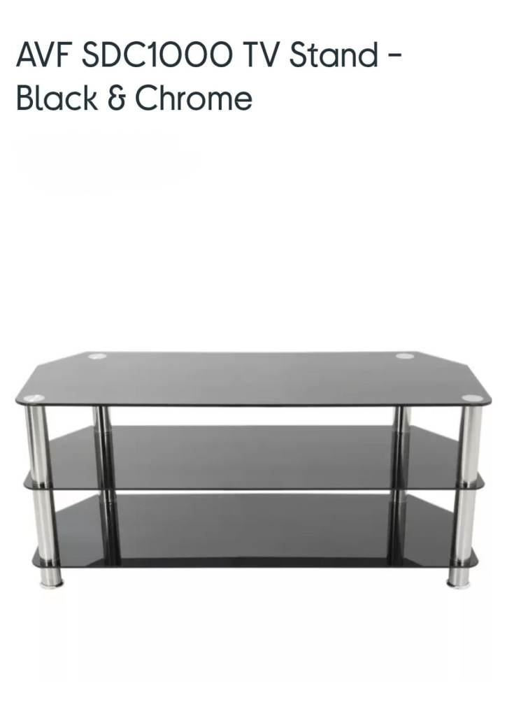  TV STAND /AVF SDC1000 TV Stand - Black & Chrome