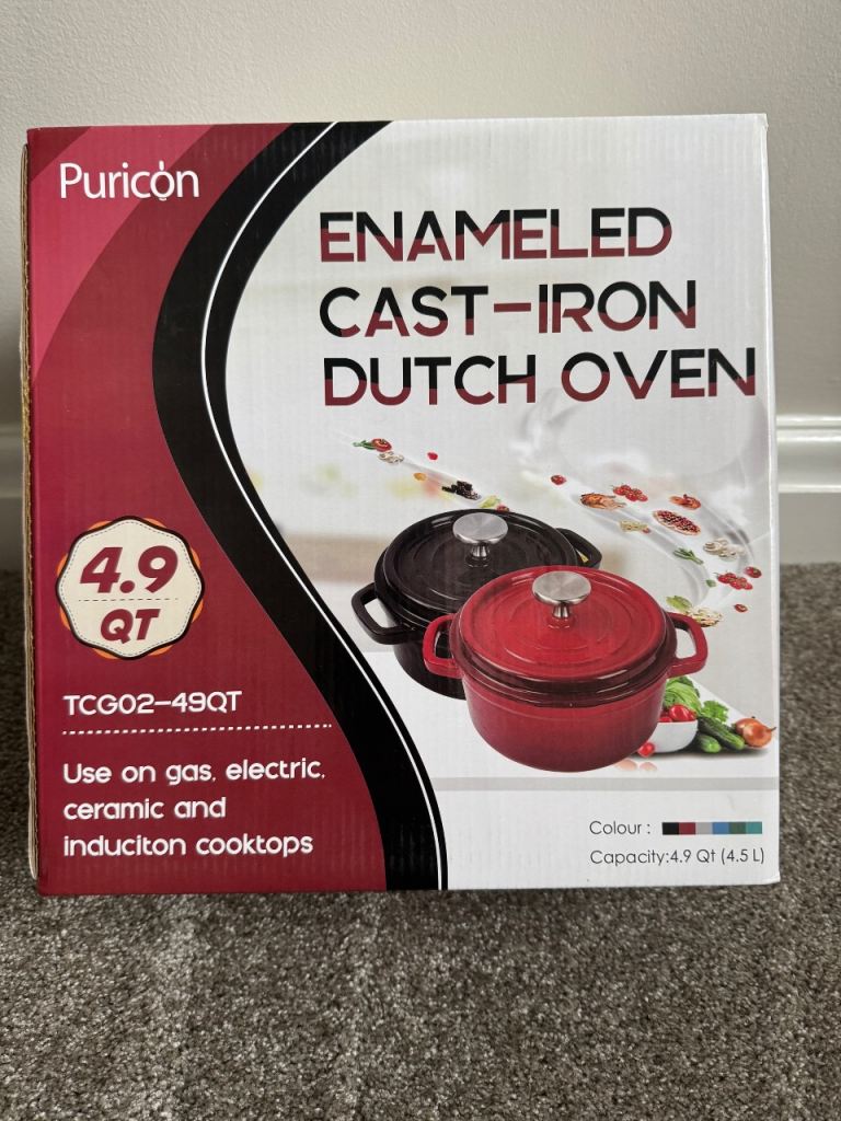 Puricon 4.9QT (4.5litre) Enameled Cast-Iron Dutch Oven - NEW in Box