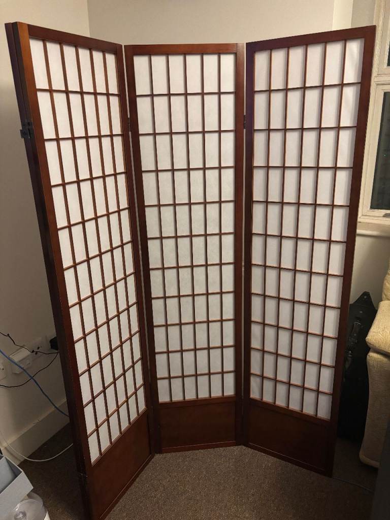 Classic 4-Panel Wood & Shoji Paper Room Divider / Privacy Screen for Sale