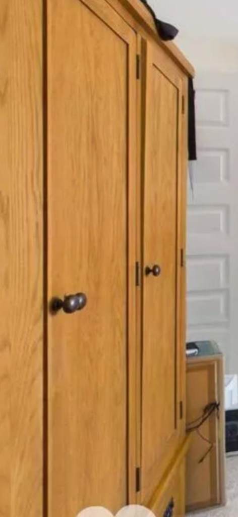2x Solid wooden triple wardrobes' one with a mirror 
Need to collect from high peak 