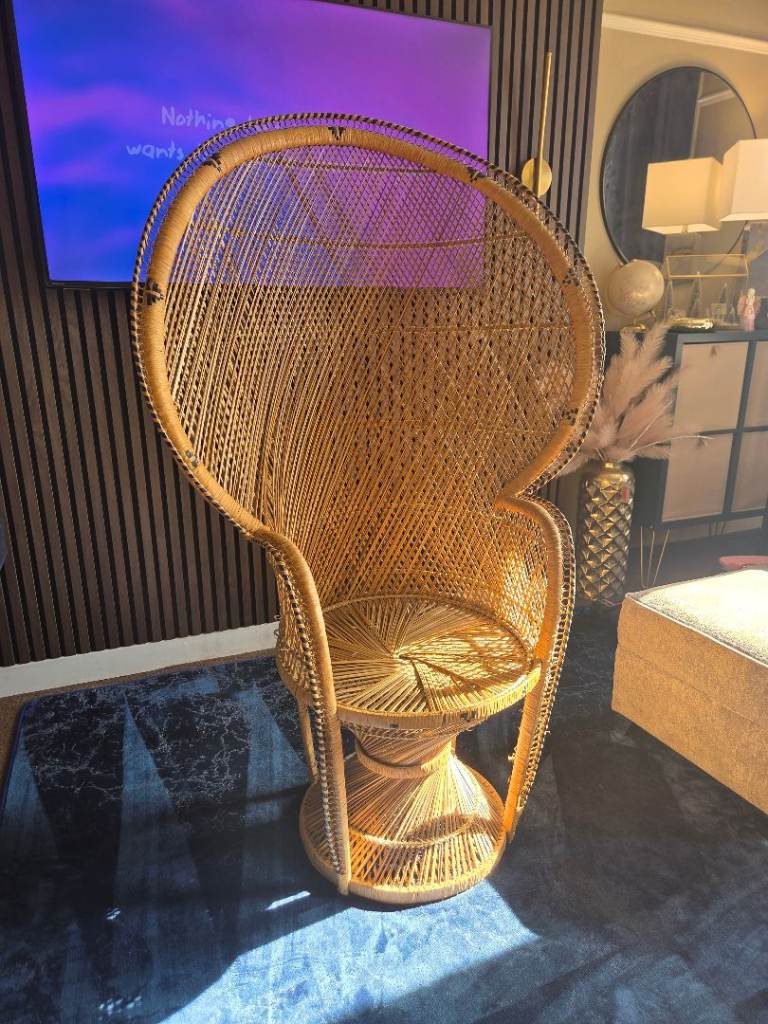 Vintage Peacock Rattan Chair – Good Condition