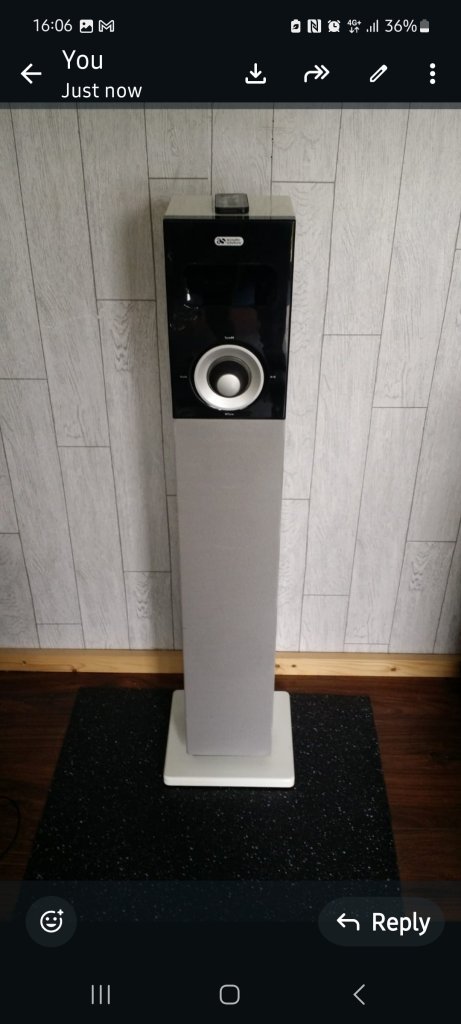 Modern Floor-Standing Speaker – Grey & Black
