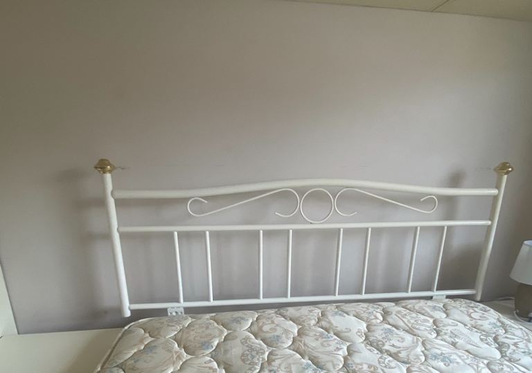 Decorative White Metal Double Headboard 