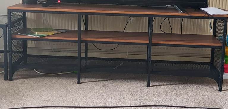TV Stand with Shelves – Good Condition