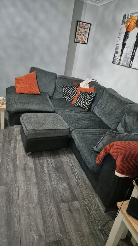 Grey cornor sofa only NO FOOTSTALL