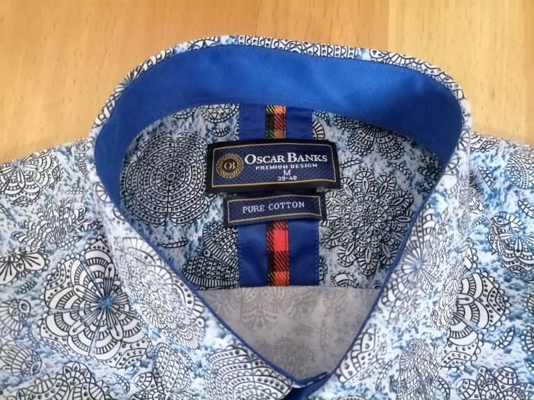 Designer OSCAR BANKS Luxury Pure Cotton Shirt. N. Mint Cond. Size : M ( 39 - 40)