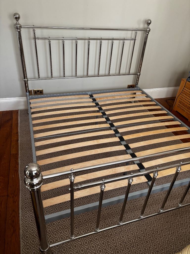 Feather & Black Henley Super King Bed Frame Nickel Finish + Slats & Instructions