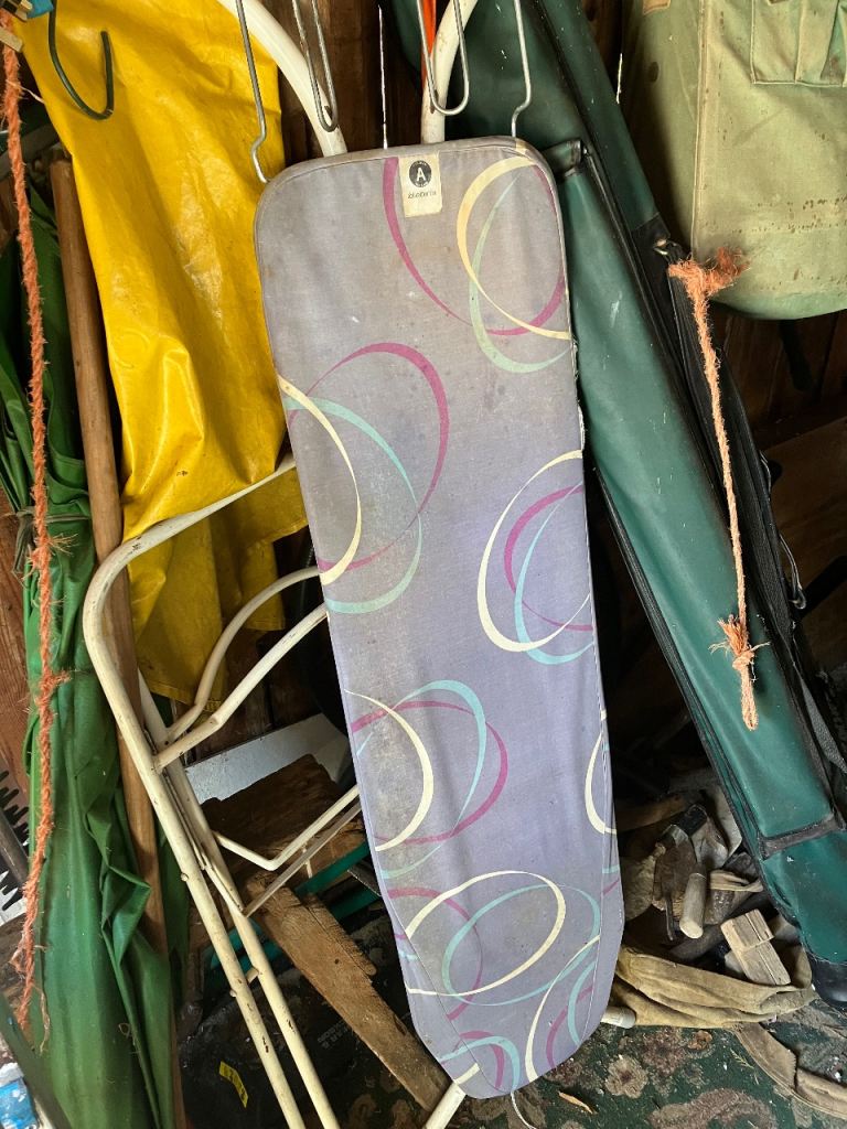 Full-Size Ironing Board - Multicoloured Cover, Fair Condition