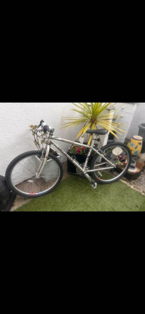 Mountain Bike, Silver Frame – Good Condition