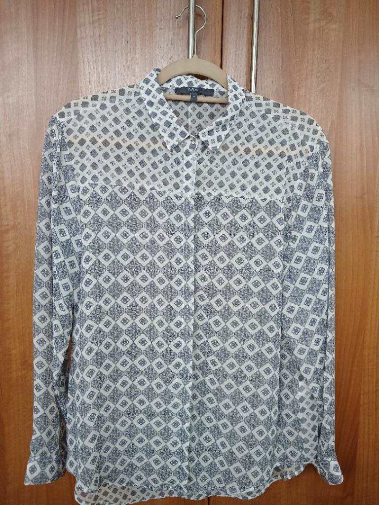 NEXT grey & white blouse 
