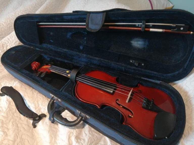 Half-size violin, bow and case