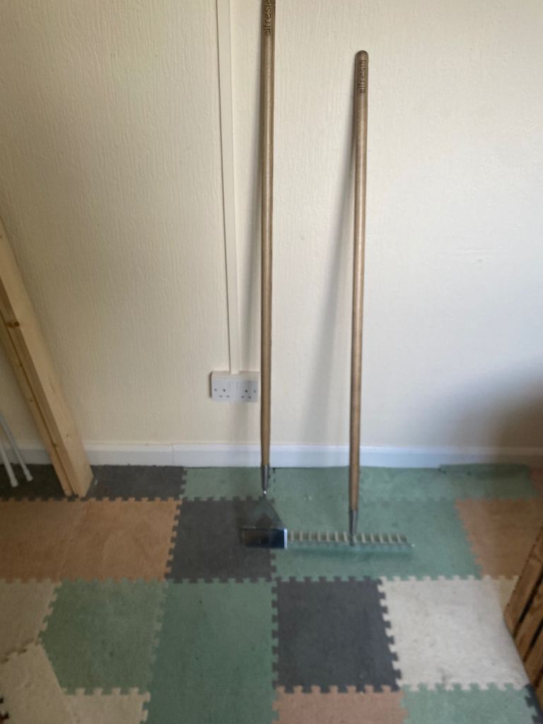 New Wooden Handle Garden Rake And Hoe