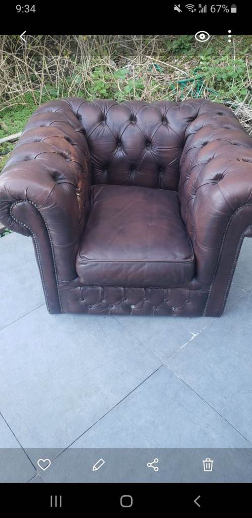 Brown leather armchair