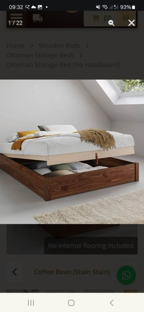Woodbed frame in a rich coffee bean colour