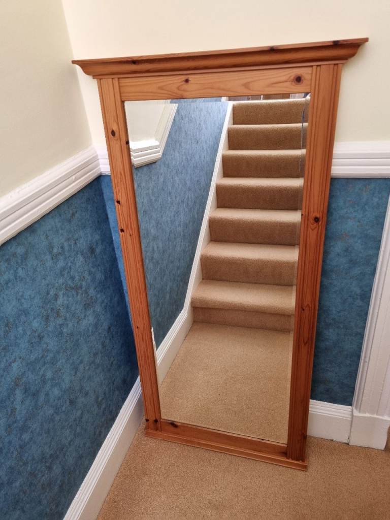 Large pine framed mirror