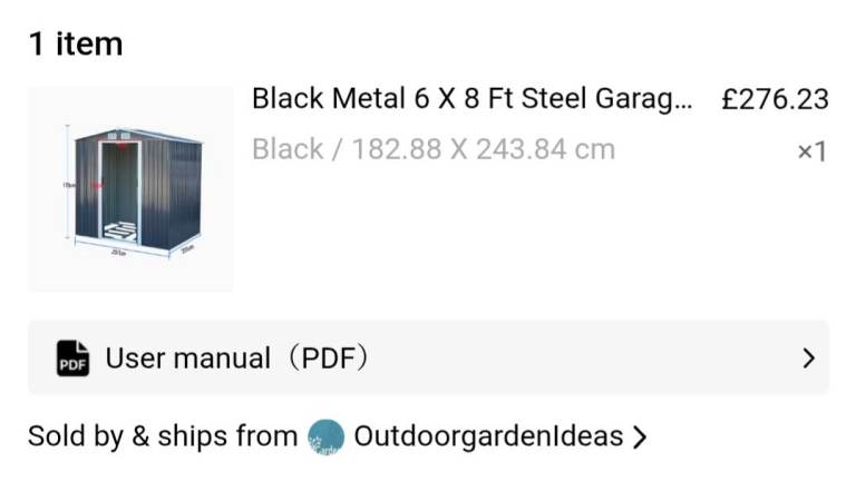 New Black Metal 6x8 Ft Steel Garden Shed/Garage
