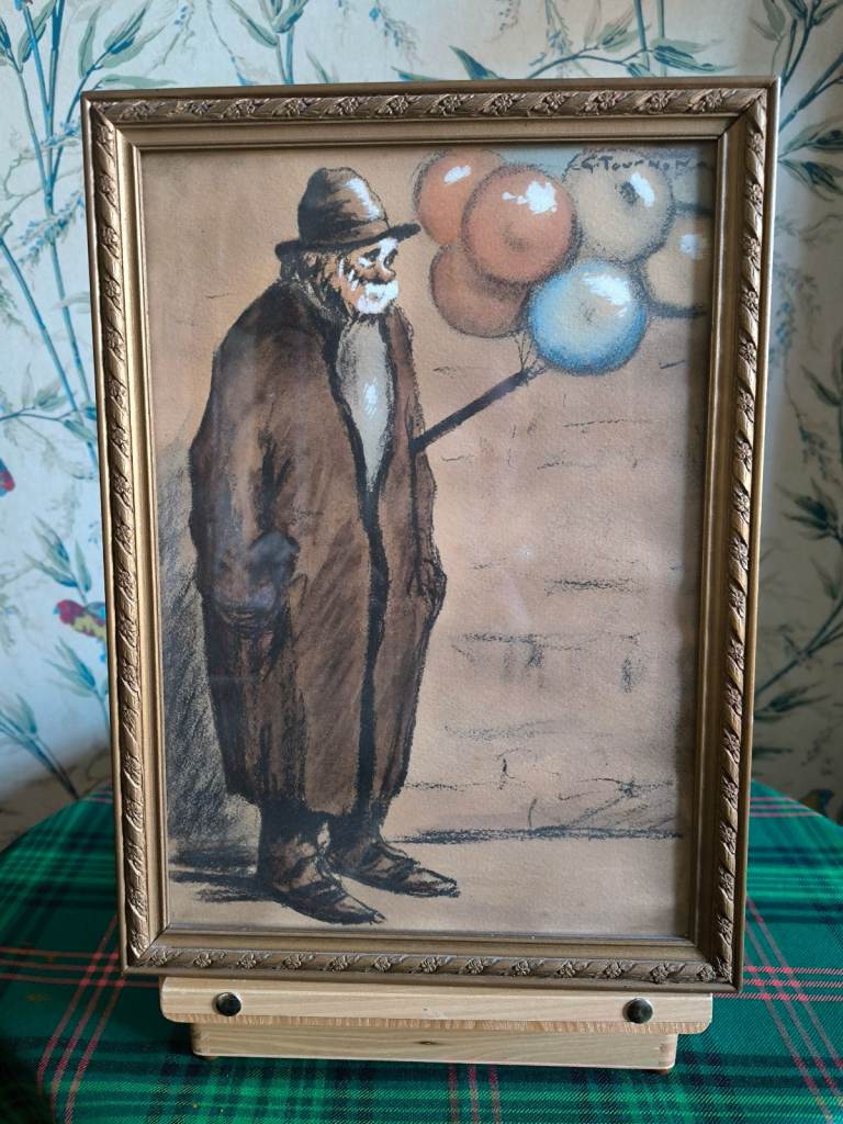 'The Balloon Seller' pastel by Georges Tournon (1895 - 1961)