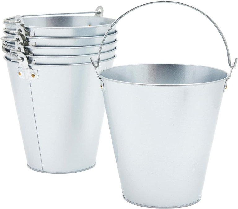 12 x Galvanised Metal Buckets for Ice, Beer, Flowers, 3 Litres WEDDING DECORATION