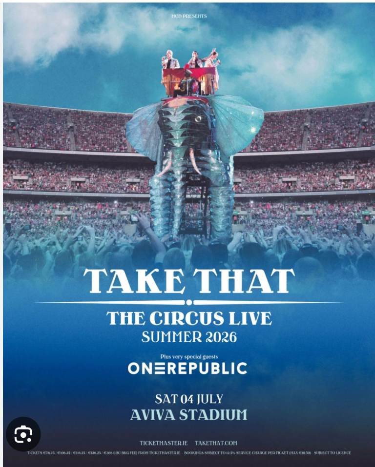 Take That Aviva Stadium 4th July. 2 x premium seats