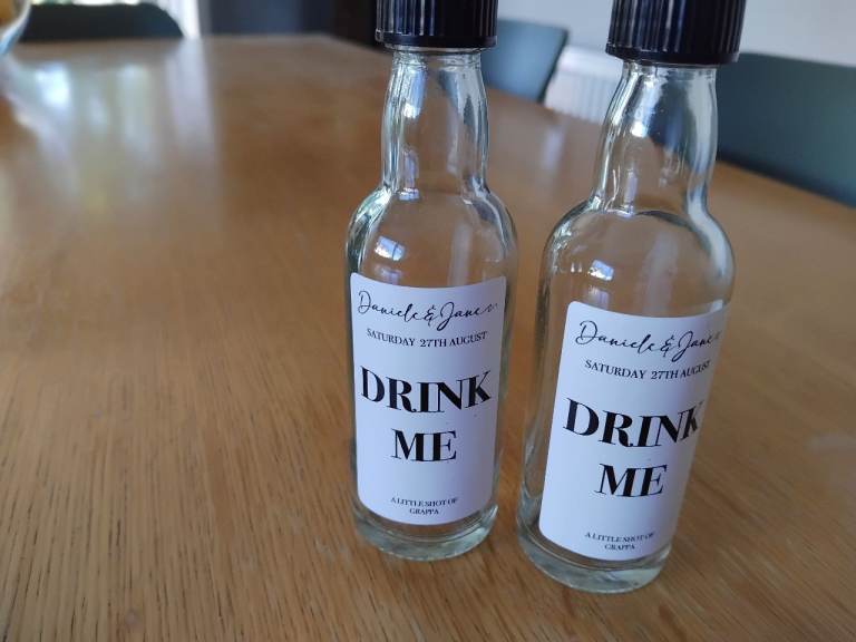 Bottles, empty, alcohol. Drink Me.