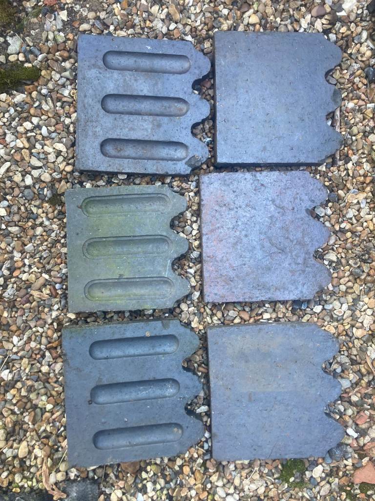 Victorian Staffordshire blue garden edging tiles  x 6