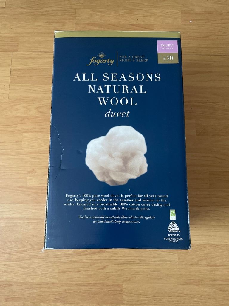 Dunelm Fogarty Double All Seasons Wool Duvet 