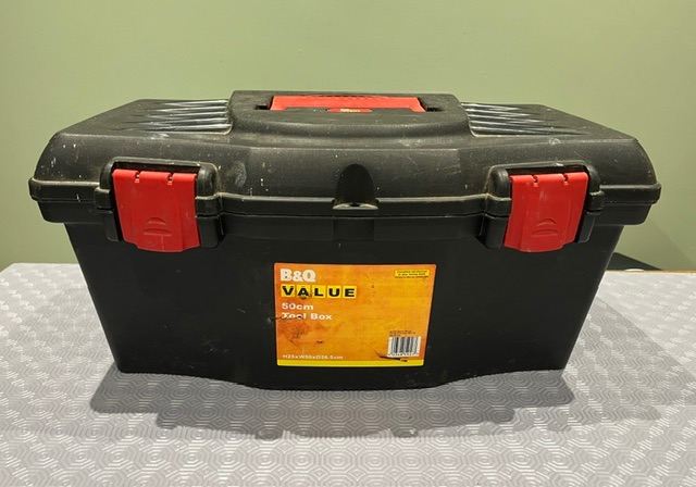 Plastic tool box and various hand tools suitable for electrical discipline