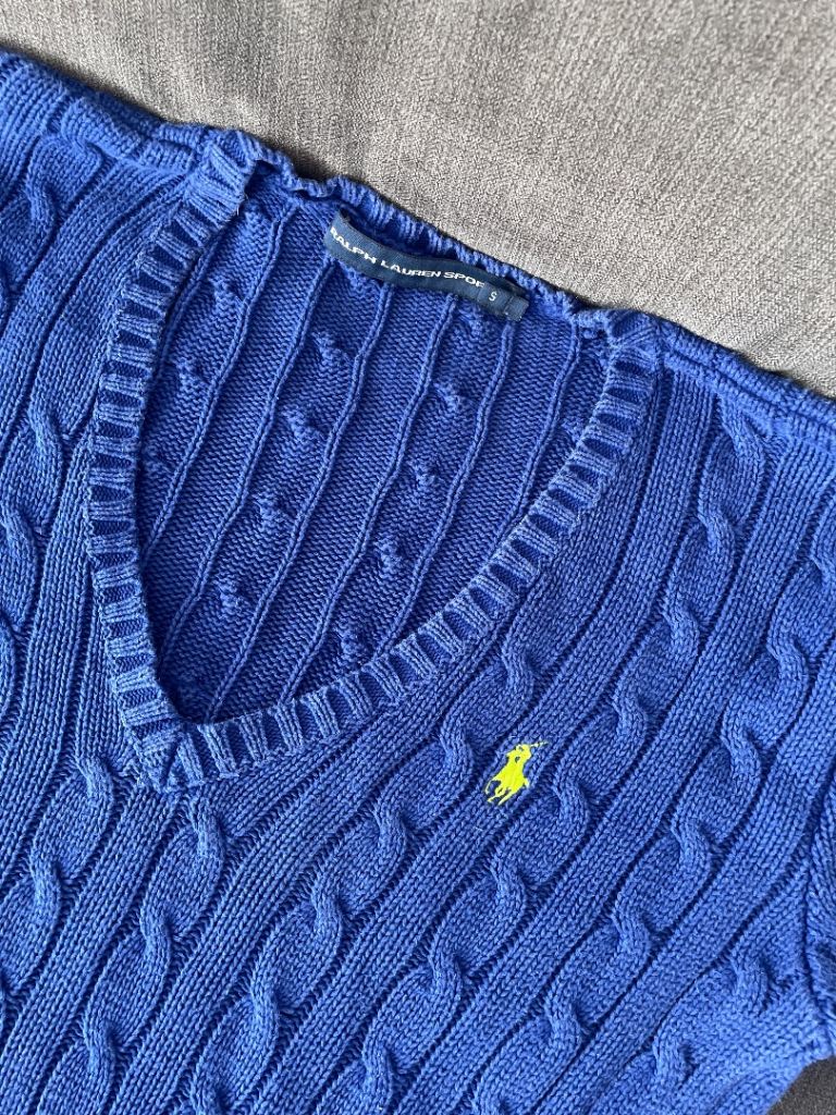 Ralph Lauren Blue Cable Knit Jumper – Good Condition