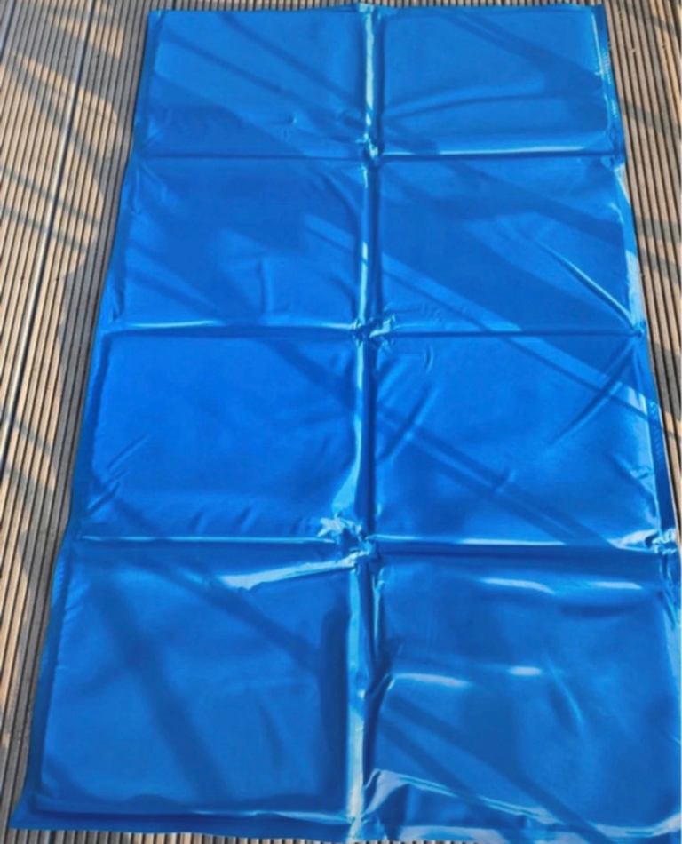 Fantastic blue and white pet cooling mat for outside use