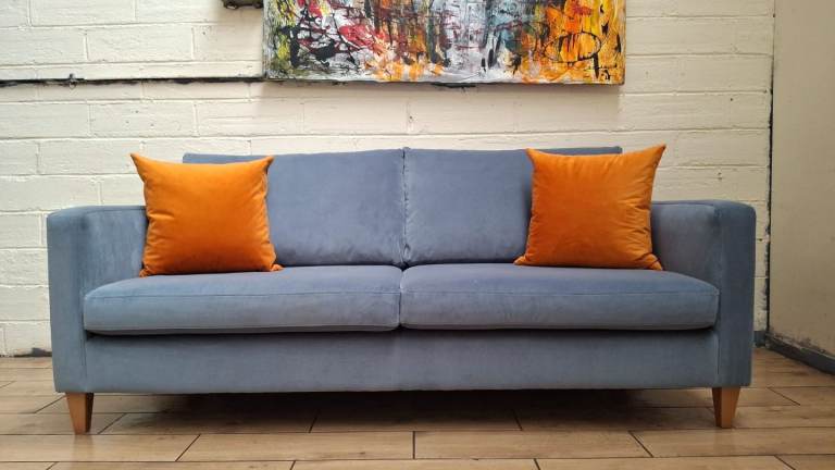 John lewis Bailey large 2 seater sofa in blue/grey Velvet RRP £1500