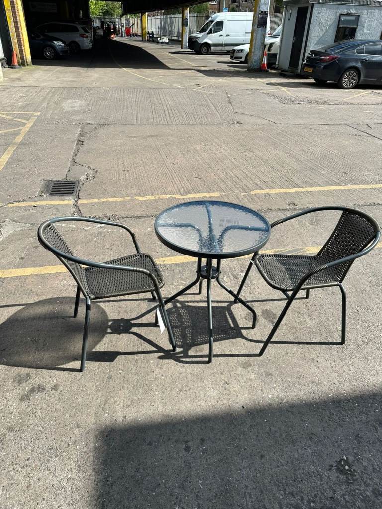Home 2 Seater Rattan Effect Garden Bistro Set - Brown | Outdoor Patio Furniture