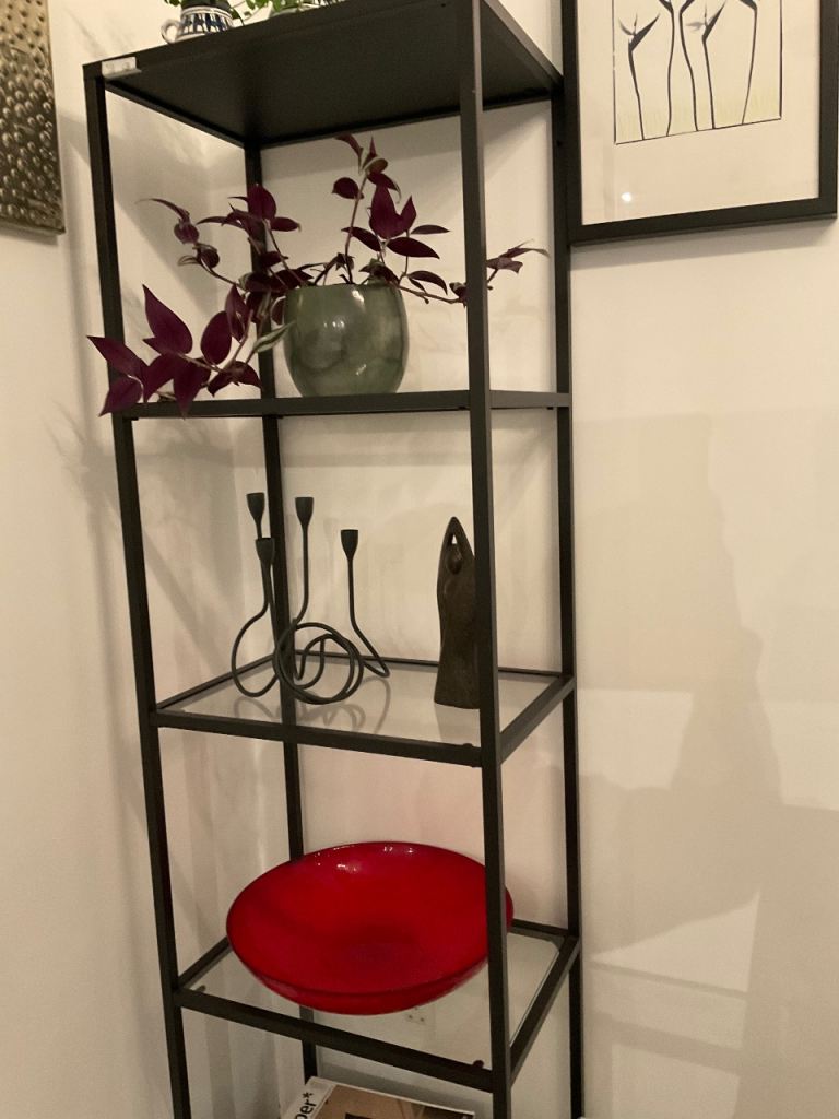 IKEA Blaluden / strimsav glass black metal display cabinet RRP £88