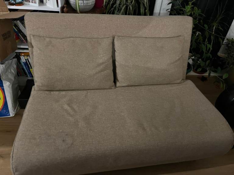 REDUCED PRICE: Small sofa bed, beige, VGC £40