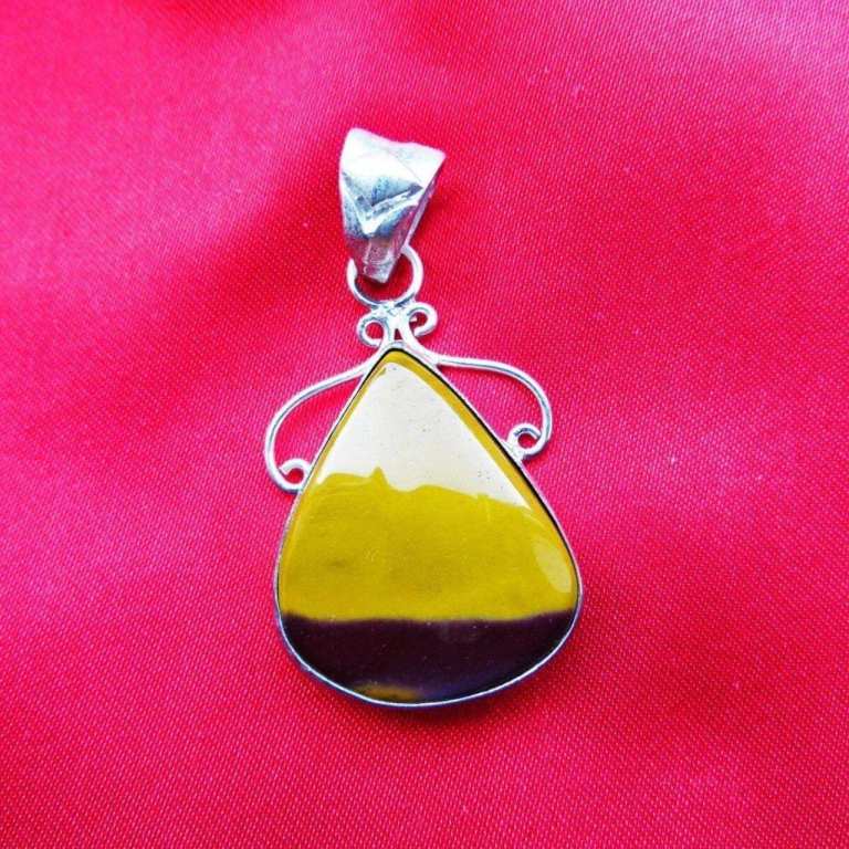 Lady's Teardrop Landscape Jasper 925 Silver Pendant, 51 mm