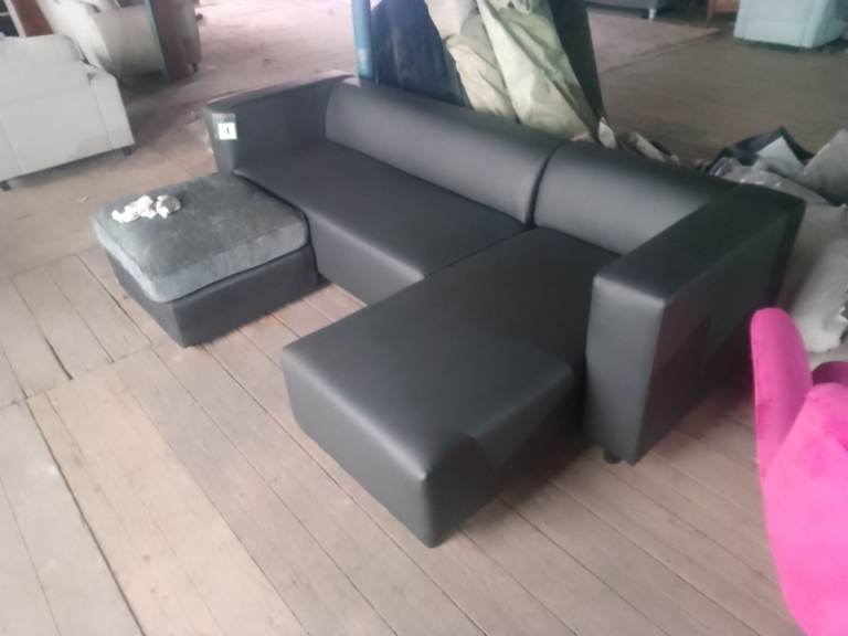 New Clarke 3 seater chaise sofa in black only £199