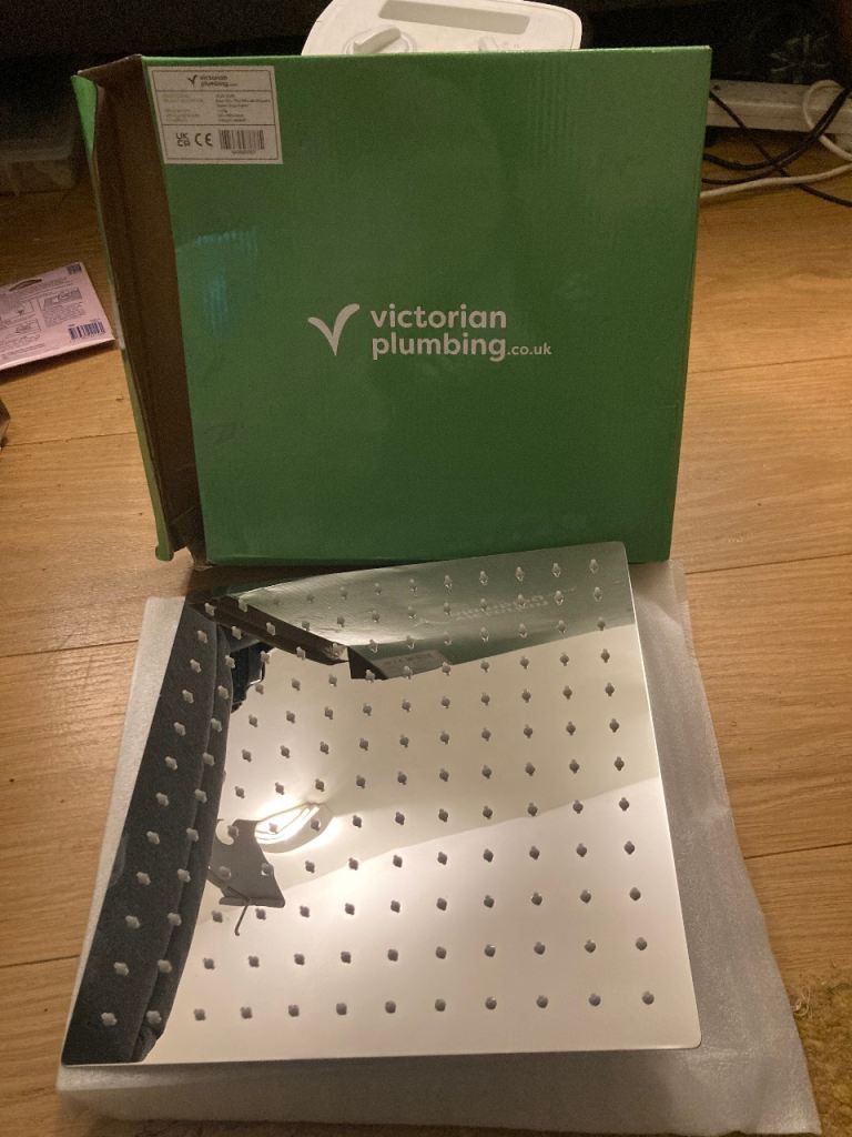 Victorian Plumbing Milan Square Shower Head – Chrome, New