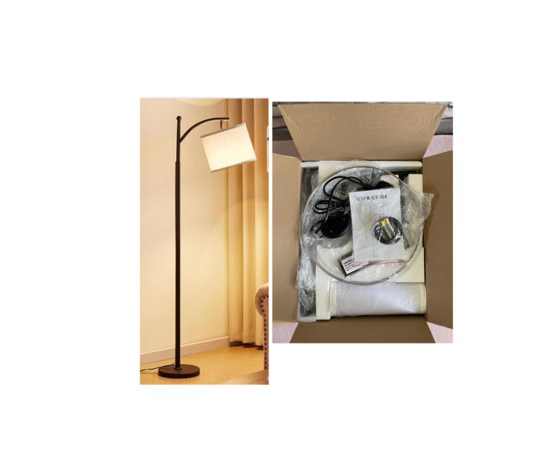 Black Metal Modern Arc Standing Corner Floor Lamp